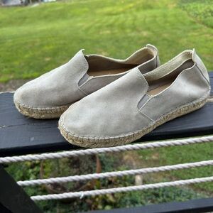 Beige Suede Espadrille Slip-On Shoes by Fabiolas
